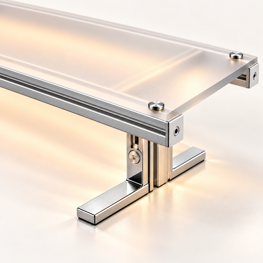 CABTE modular monitor riser — detail view; desk devices not included