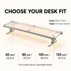 CABTE modular monitor riser — size view; desk devices not included