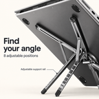 Close-up of MagFold AF102 support rails with eight adjustable positions