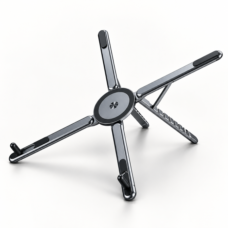 Graphite MagFold AF102 folding aluminum stand in an open position on a light studio background