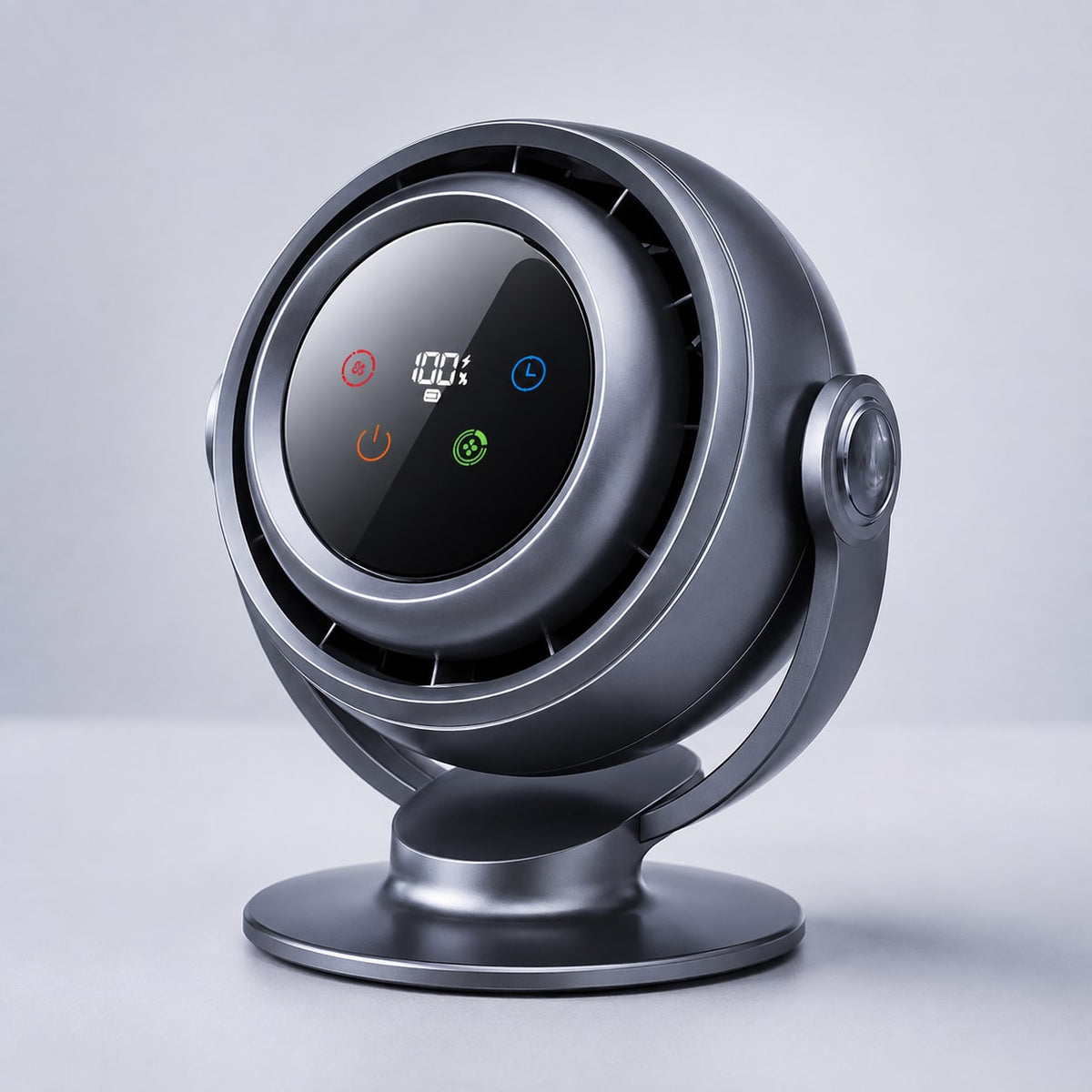 Graphite 10-speed oscillating desk fan with digital controls