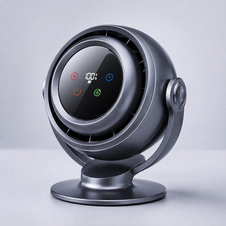 Graphite 10-speed oscillating desk fan with digital controls