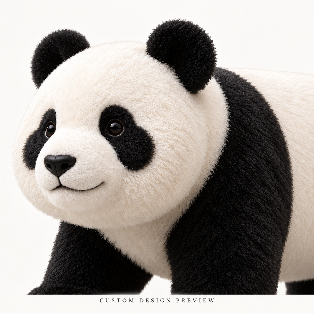 Custom panda-shaped luggage — detail design preview