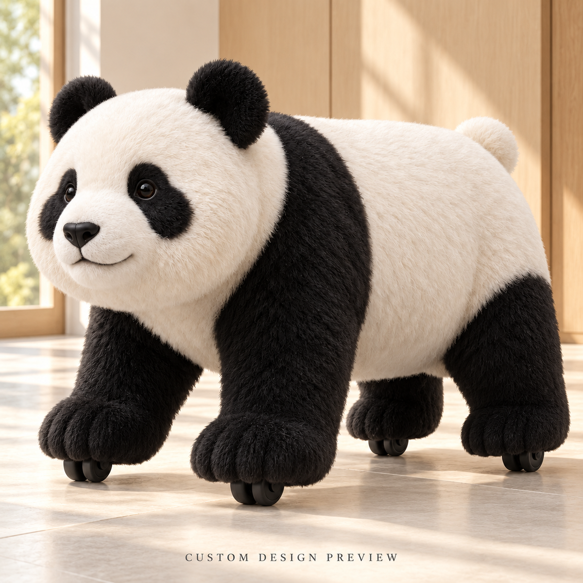 Custom panda-shaped luggage — scene design preview