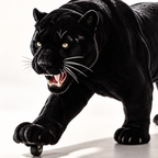 Custom black panther-shaped luggage — detail view