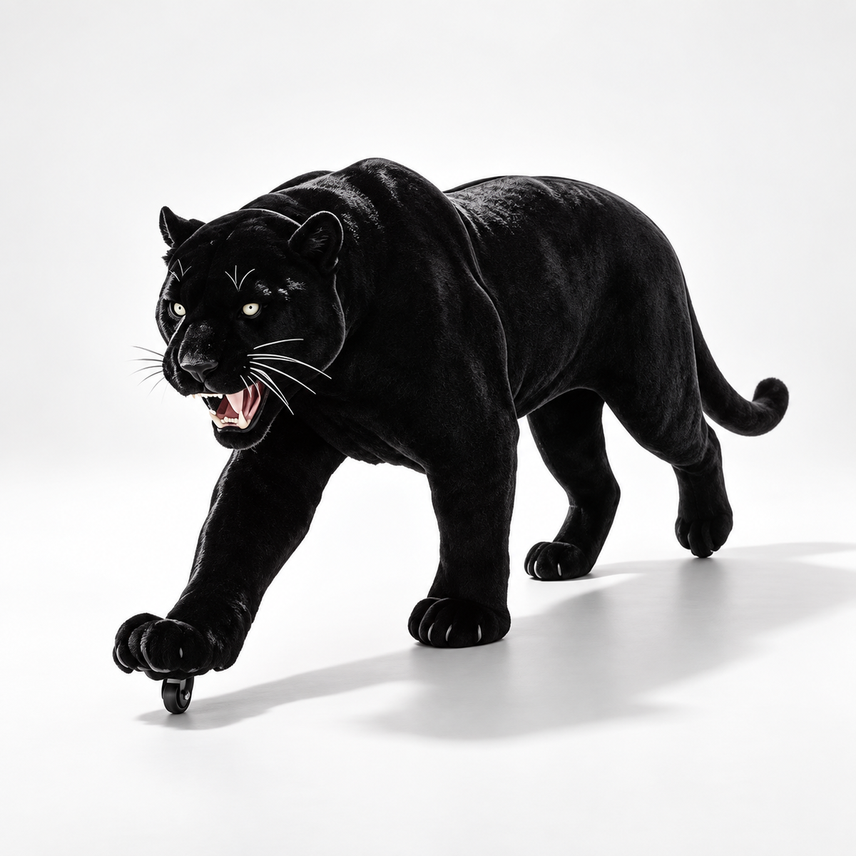 Custom black panther-shaped luggage — hero view