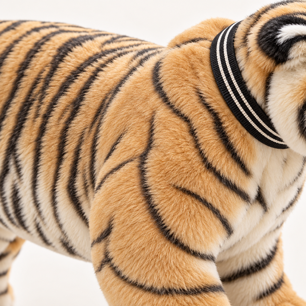 Custom tiger-shaped luggage — detail view