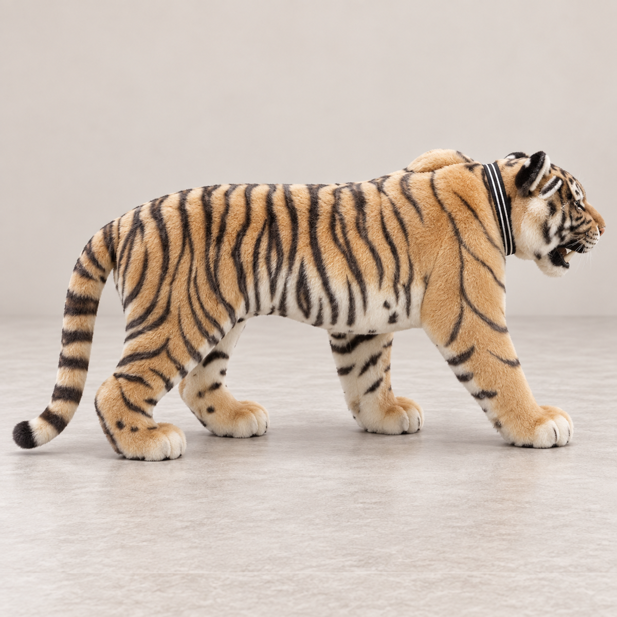 Custom tiger-shaped luggage — side view